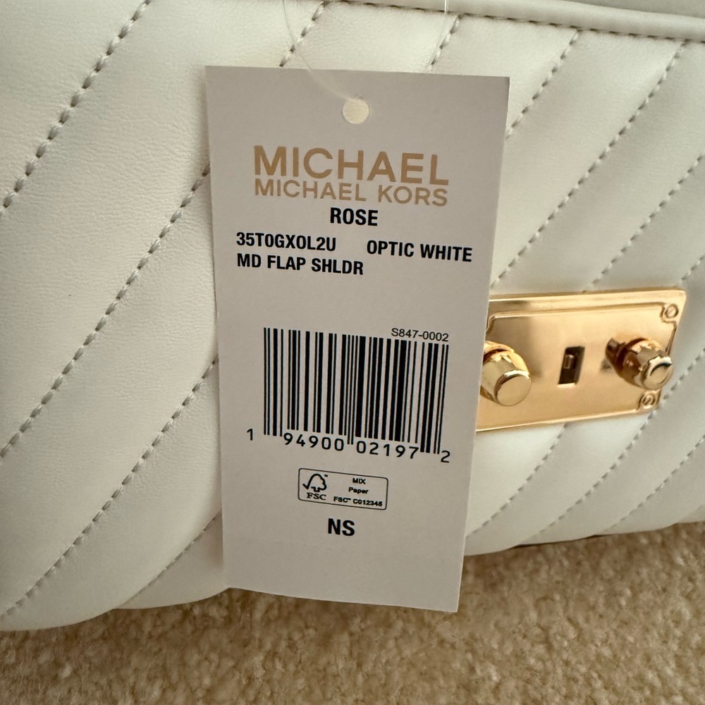 Michael Kors White and Gold Quilted Shoulder Bag - Picture 6 of 6